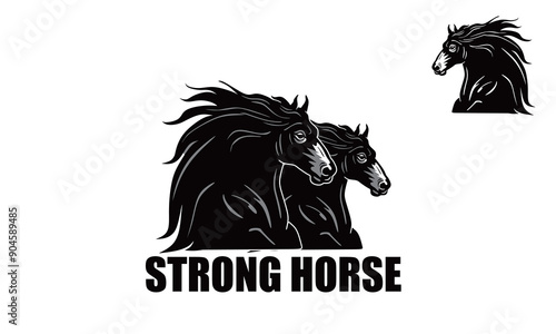 great big black horse logo, silhouette of strong mare vector illustrations