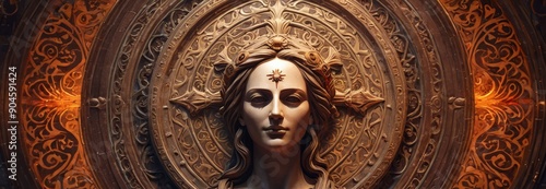 Ornate Sculpture of a Woman with Intricate Detail.