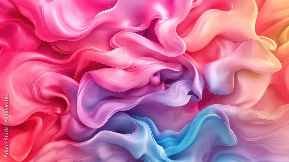 Obraz premium Luminescent Elegance - Abstract Iridescent Fluid Patterns Seamless Texture Background, Generative Ai