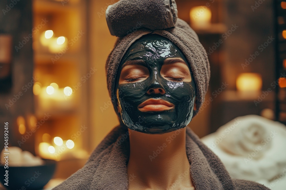 Woman in mask on face in spa beauty salon , ai Woman in mask on face in spa beauty salon , ai
