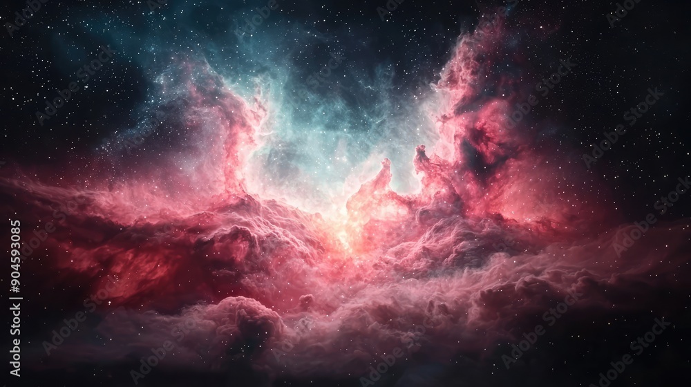 Fototapeta premium Cosmic Nebula Exploration - Vibrant Deep Space Texture Background, Generative Ai