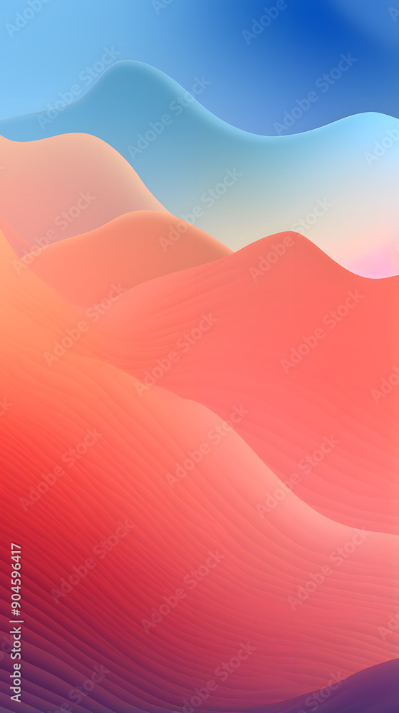 Fototapeta premium Digital rainbow wavy mountains abstract graphic poster background