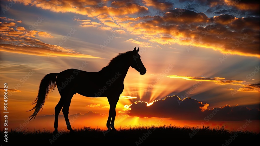 Black horse silhouette against a sunset background, black, horse, silhouette, sunset, animal, wildlife, nature, equine, dark Black horse silhouette against a sunset background, black, horse, silhouette, sunset, animal, wildlife, nature, equine, dark