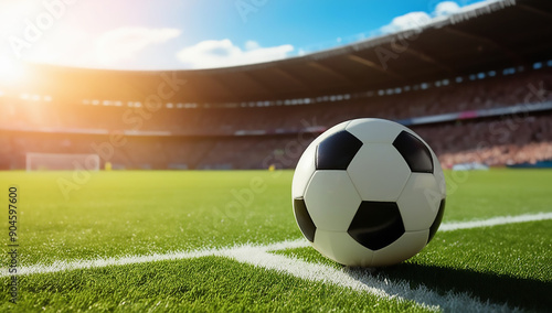 football in stadium and background is blurred soccer FIFA worldcup
