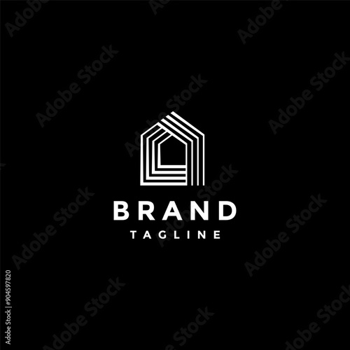 Simple Home Woven Lines Logo Design. Minimalist Home Gradation Lines Logo Design.