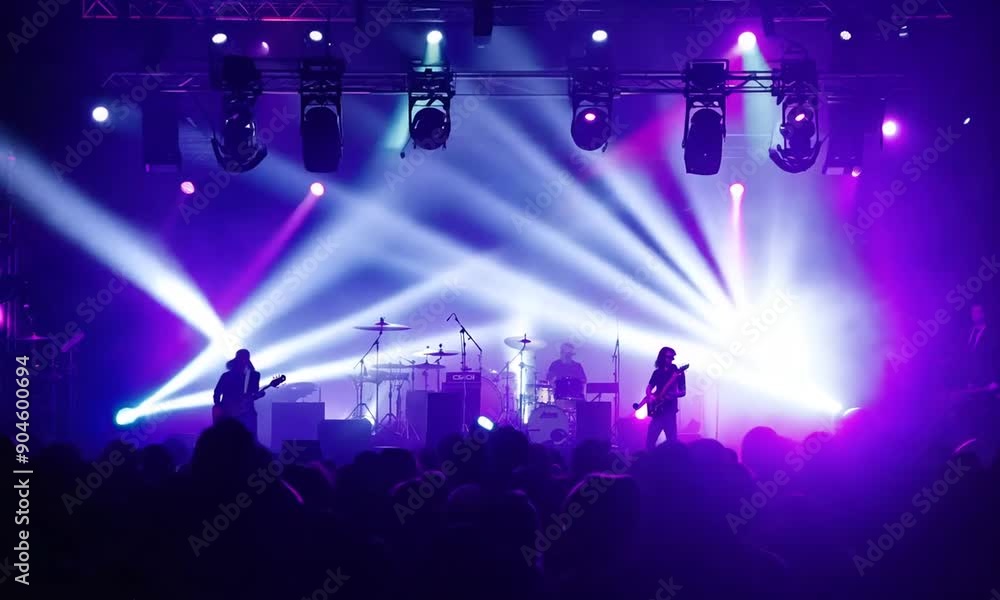 Concert hall scene with laser lights, energetic live performance looping endlessly.
Concert hall scene with laser lights, energetic live performance looping endlessly.