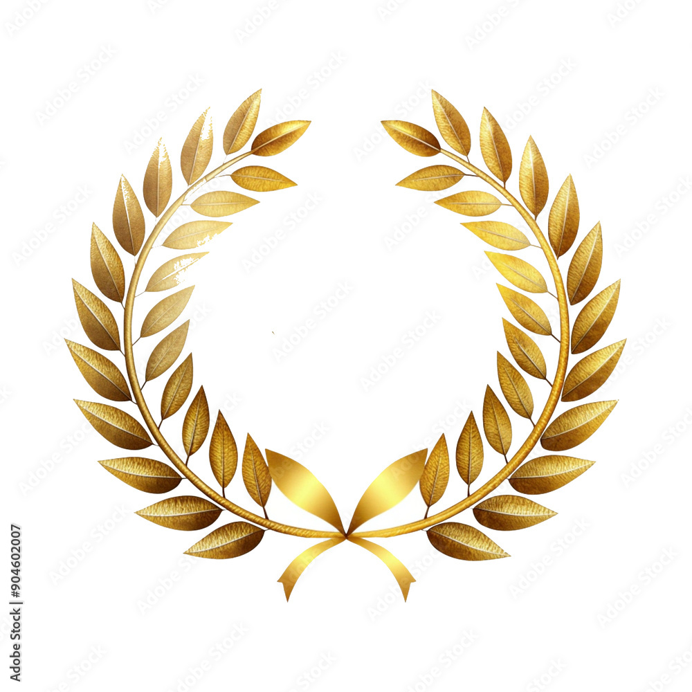 Golden laurel wreath award on transparent background Golden laurel wreath award on transparent background