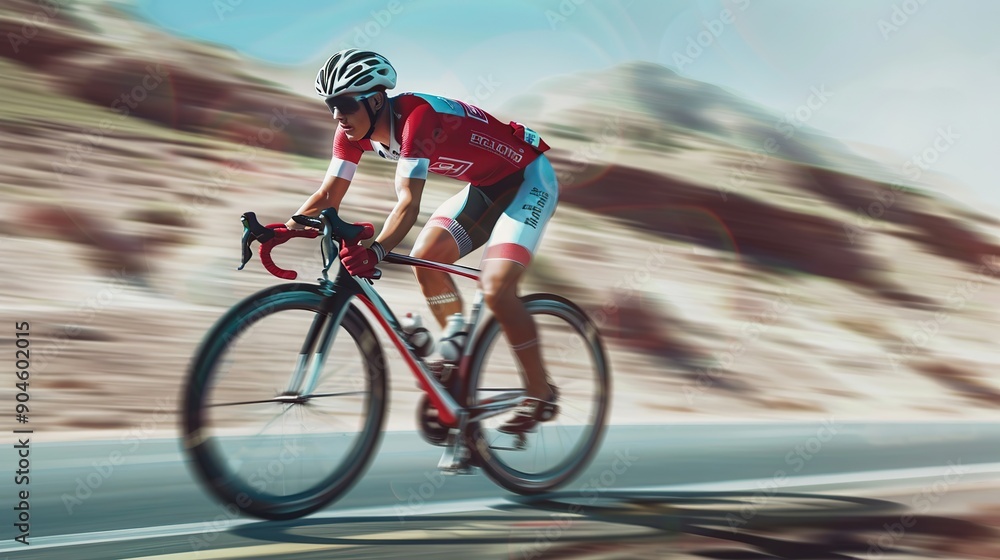 Naklejka premium Professional male cyclist road bicycle racer in action. copy space for text.