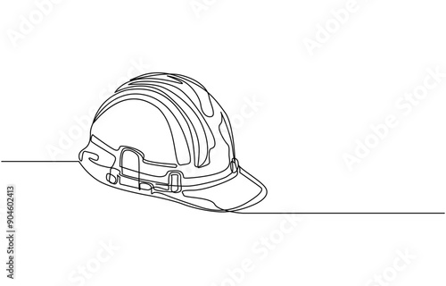 hand holding on worker helmet continuous line drawing, labor day, Continuous single line drawing labor day concept one line draw design vector art illustration. pro vector.