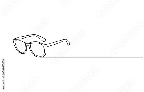 Glasses icon line continuous drawing vector. One line eyeglasses icon vector background. Eyeglasses icon. Continuous outline of a Glasses, Glasses in continuous line art drawing style. Eyeglasses.