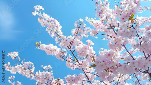 a lot of sakura, blue sky