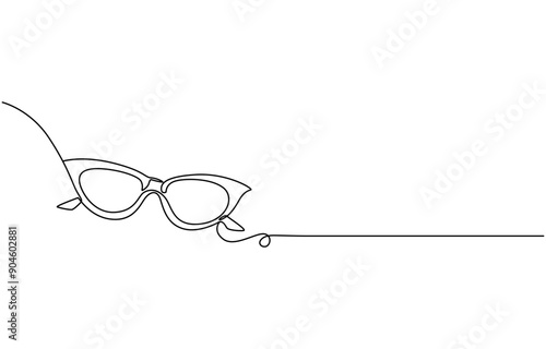 Glasses icon line continuous drawing vector. One line eyeglasses icon vector background. Eyeglasses icon. Continuous outline of a Glasses, Glasses in continuous line art drawing style. Eyeglasses.