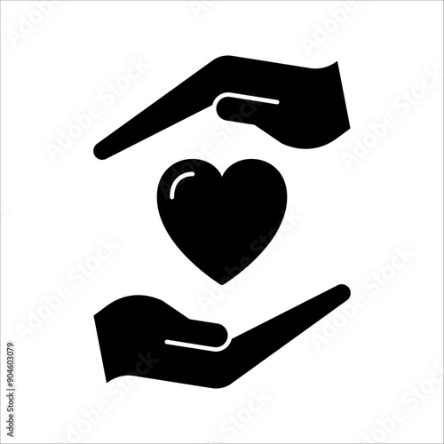 Heart icon in hand, Love icon, Health, medicine symbol on white background.