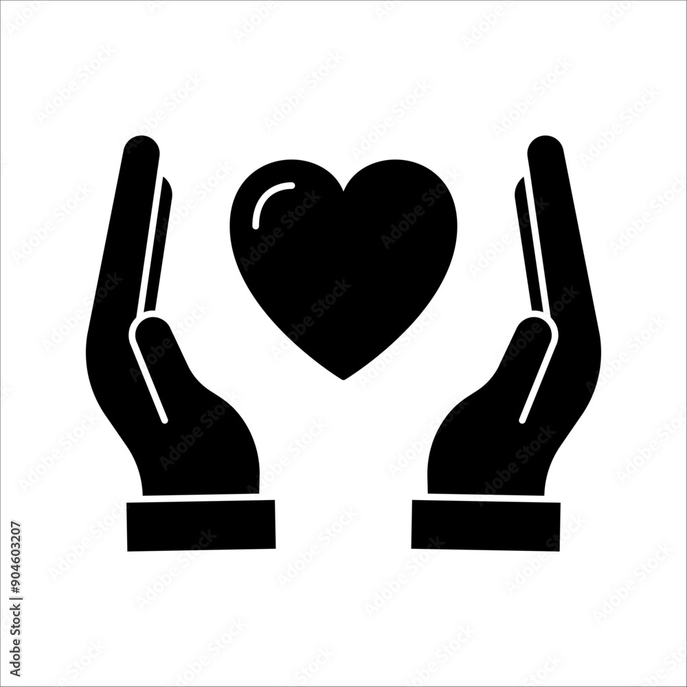 Heart icon in hand, Love icon, Health, medicine symbol on white background. Heart icon in hand, Love icon, Health, medicine symbol on white background.