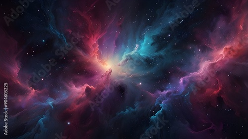 abstract background that resembles a cosmic nebula, with vibrant splashes of pink, purple, and blue swirling together. 