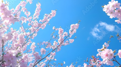 a lot of sakura, blue sky