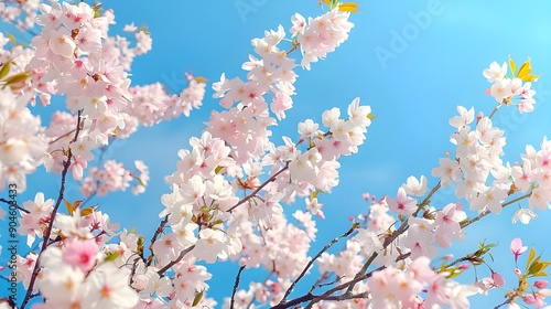 a lot of sakura, blue sky