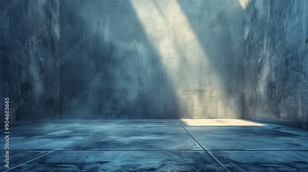Concrete Room with Sunlight Streaming Through an Open Roof - Moody and Industrial Interior Design Illustration Concrete Room with Sunlight Streaming Through an Open Roof - Moody and Industrial Interior Design Illustration