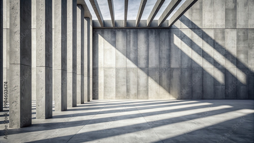 Fototapeta premium Abstract shadows from architectural elements cast on concrete background, shadows, abstract, architecture, concrete, background