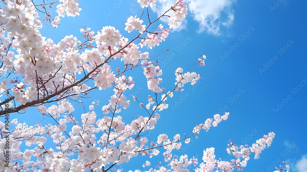 a lot of sakura, blue sky