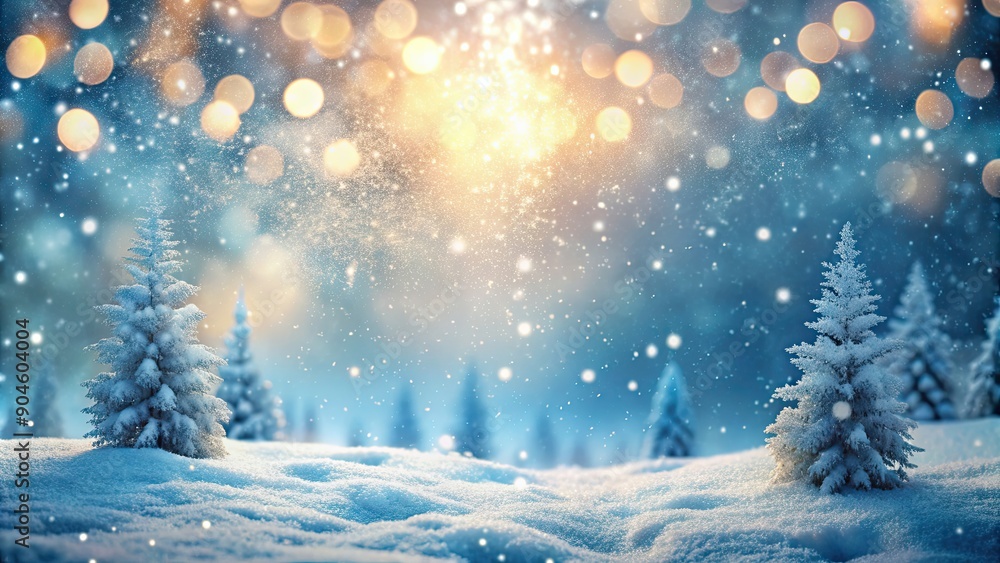 Winter wonderland scene with gentle snowfall and enchanting bokeh lights , Christmas, festive, background, snow Winter wonderland scene with gentle snowfall and enchanting bokeh lights , Christmas, festive, background, snow