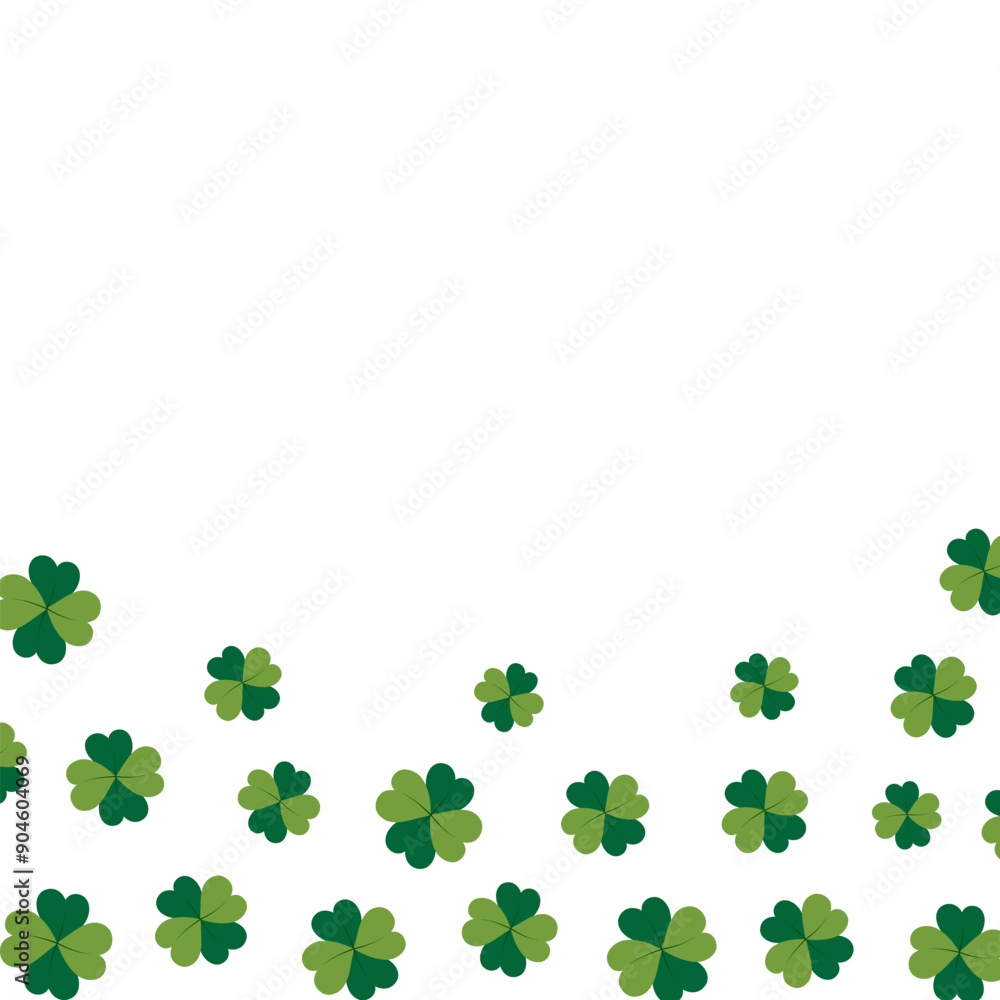Bottom bounding box of clover lives with 4 petals in trendy green. Lettering or card design template Bottom bounding box of clover lives with 4 petals in trendy green. Lettering or card design template