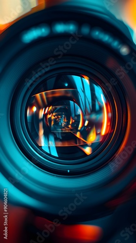 close-up of a professional camera lens against a dark background, perfect for a lens-themed wallpaper