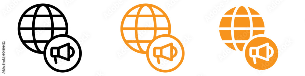 Global Campaign Icon Set International Marketing Illustrations for Business and Awareness