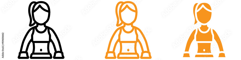 Boxer Woman Icon Set Female Athlete Illustrations for Sports and Fitness Projects