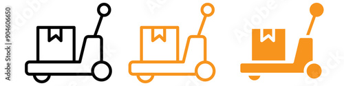 Hand Pallet Jack Icon Set Warehouse Equipment Illustrations for Logistics and Storage