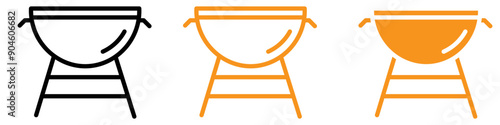 Brazier Icon Set Outdoor Cooking and Grilling Symbols for Barbecue and Picnic Projects