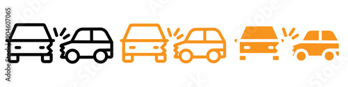 Car Side Crash Icon Set Vehicle Safety and Accident Illustrations for Road Awareness