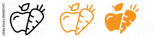 Fruits and Vegetables Icon Set Healthy Food Illustrations for Nutrition and Grocery