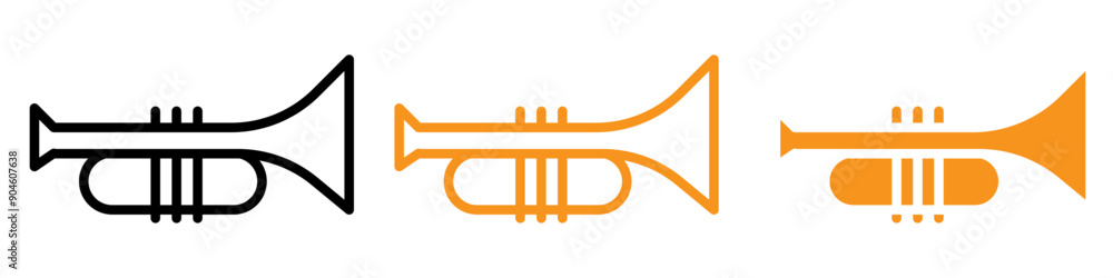Trumpet Icon Set Musical Instrument Illustrations for Music and Performance Trumpet Icon Set Musical Instrument Illustrations for Music and Performance