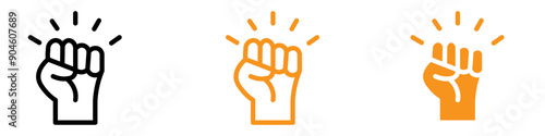 Raised Fists Icon Set Solidarity and Protest Illustrations for Social Justice