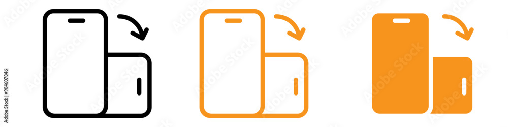 Rotate Phone Icon Set Orientation Change Illustrations for Mobile and Technology