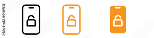 Mobile Unlock Icon Set Security and Access Illustrations for Technology Projects