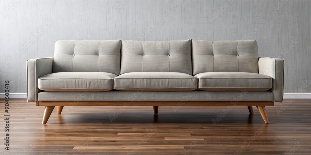 Fototapeta premium Mid-century modern sofa with sleek design and tapered legs, mid-century, modern, sofa, furniture
