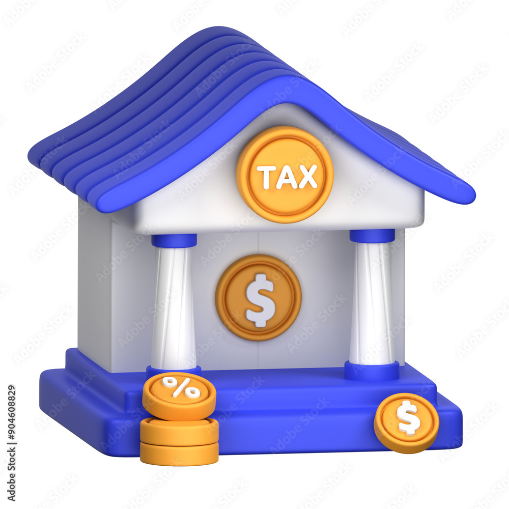 Tax Office 3D Illustration for uiux, web, app, presentation, etc Tax Office 3D Illustration for uiux, web, app, presentation, etc