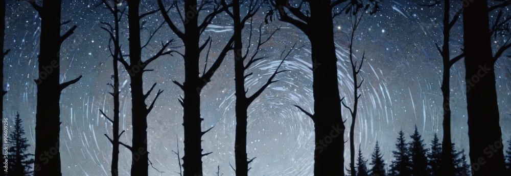 Obraz premium Night Sky Through Trees.