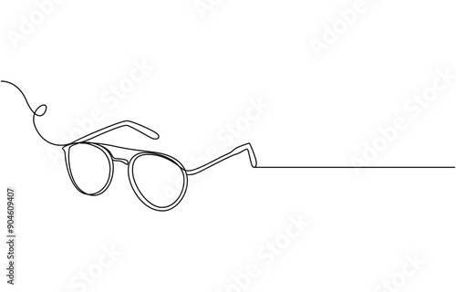 Glasses icon line continuous drawing vector. One line eyeglasses icon vector background. Eyeglasses icon. Continuous outline of a Glasses, Glasses in continuous line art drawing style. Eyeglasses.