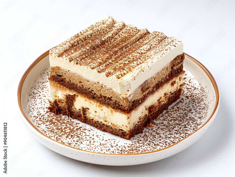 plate of tiramisu cake isolated white plate of tiramisu cake isolated white