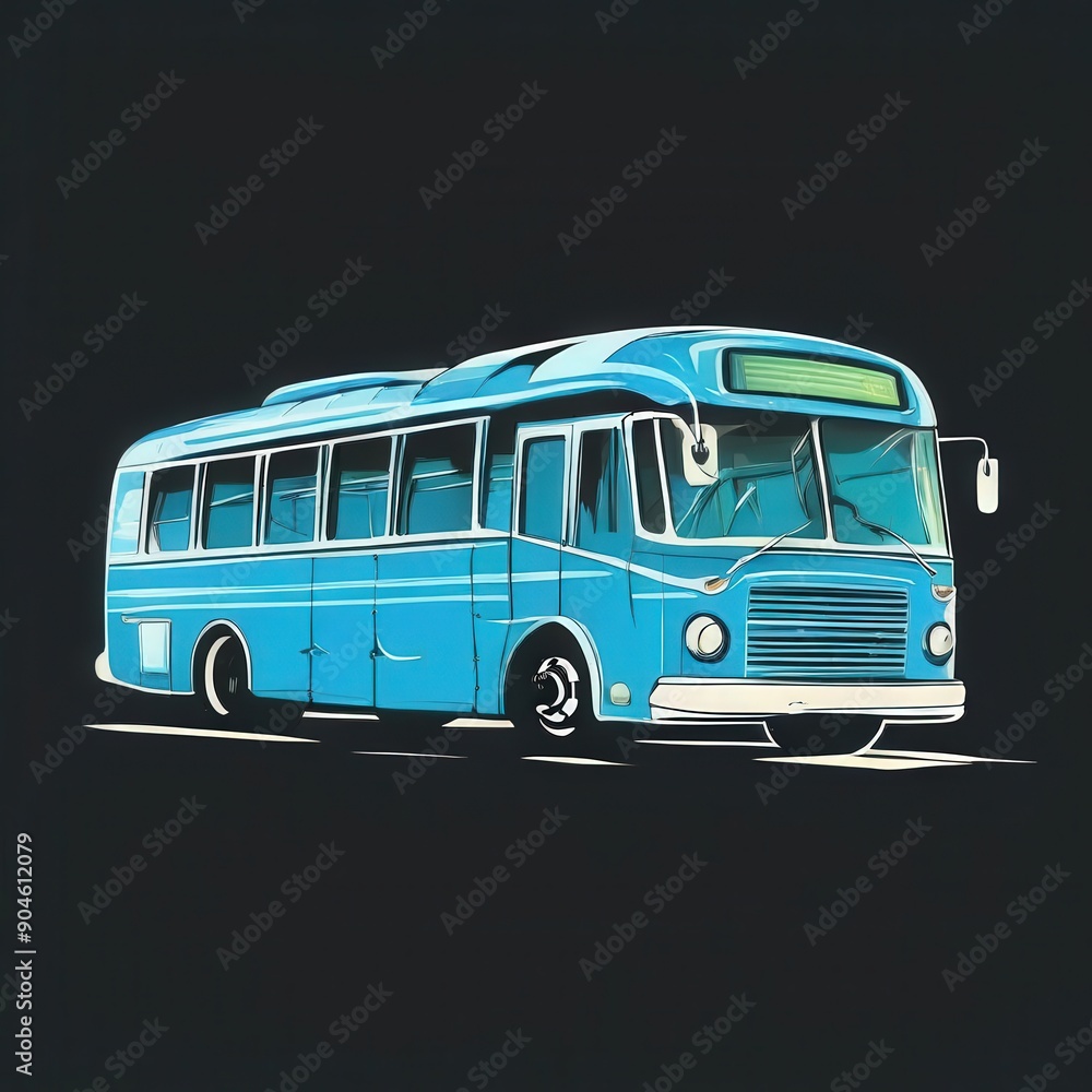 the AI Image Generator, empty retro-style city bus stands isolated the AI Image Generator, empty retro-style city bus stands isolated