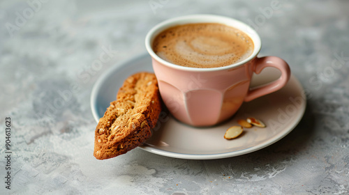 Cup of espresso with a biscotti