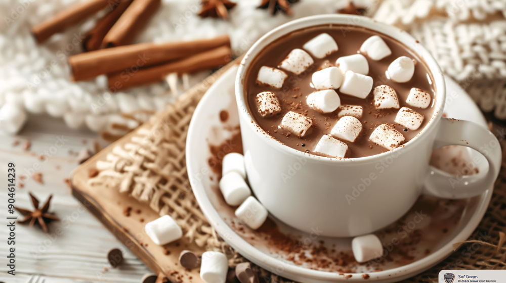 Cup of hot chocolate with marshmallows Cup of hot chocolate with marshmallows