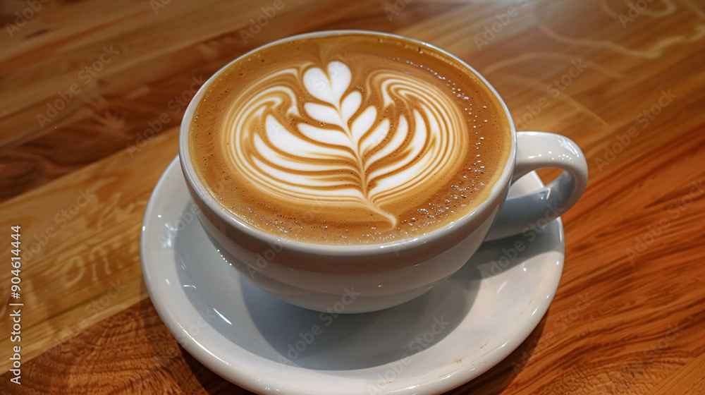 Cup of hot coffee with latte art Cup of hot coffee with latte art