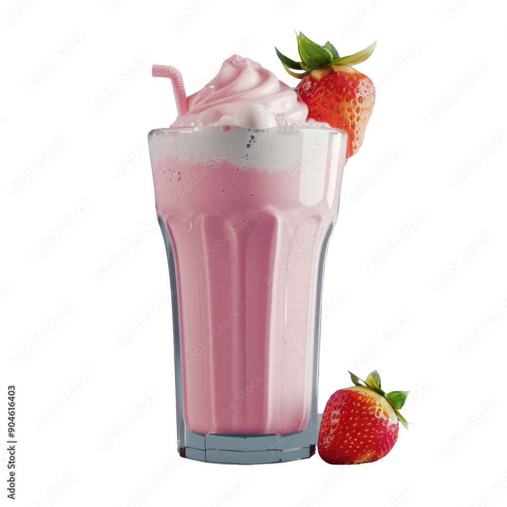 Strawberry milkshake in a glass on a transparent background with clipping path. Dairy item included. Strawberry milkshake in a glass on a transparent background with clipping path. Dairy item included.