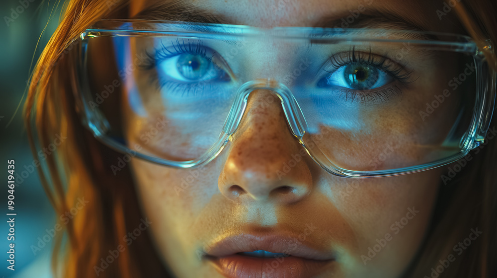 Beautiful young woman in biotechnology, working diligently in a cutting-edge lab environment. Beautiful young woman in biotechnology, working diligently in a cutting-edge lab environment.