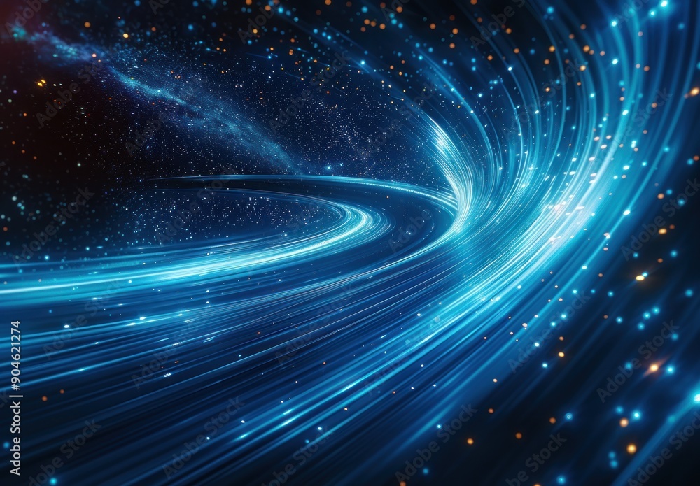 Obraz premium Abstract Cosmic Swirl with Blue Lines and Stars