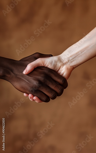Obraz na płótnie Close up of interracial handshake w salonie